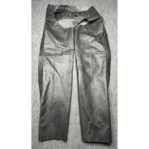 Allstate Leather Chaps Mens Small Black Motorcycle Biker Zip Lined Riding